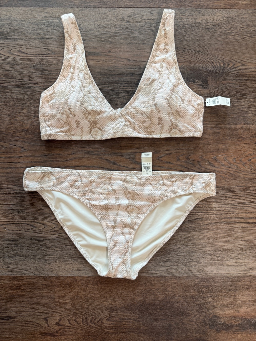 aerie Beige Snake-Print Bikini Set